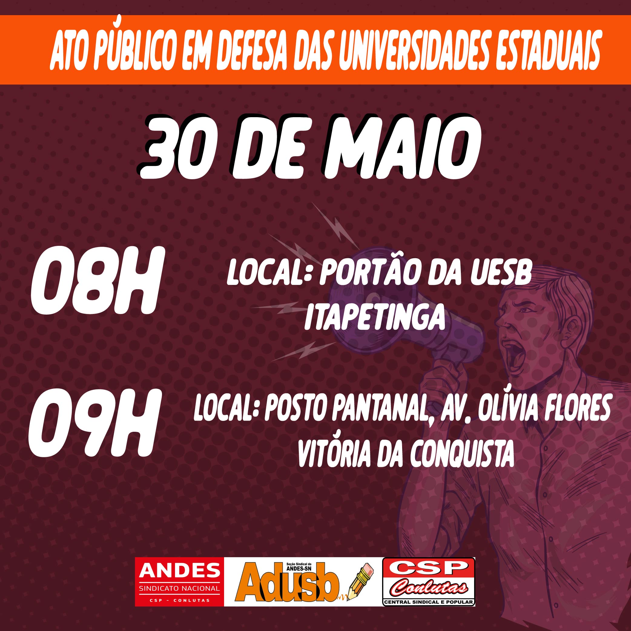 Professores da Uesb suspenderão as atividades nesta terça-feira, 30 de maio, em defesa das Universidades Estaduais da Bahia